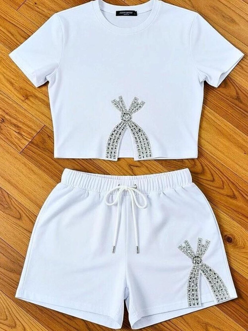 Chic White Bling Two-Piece Set